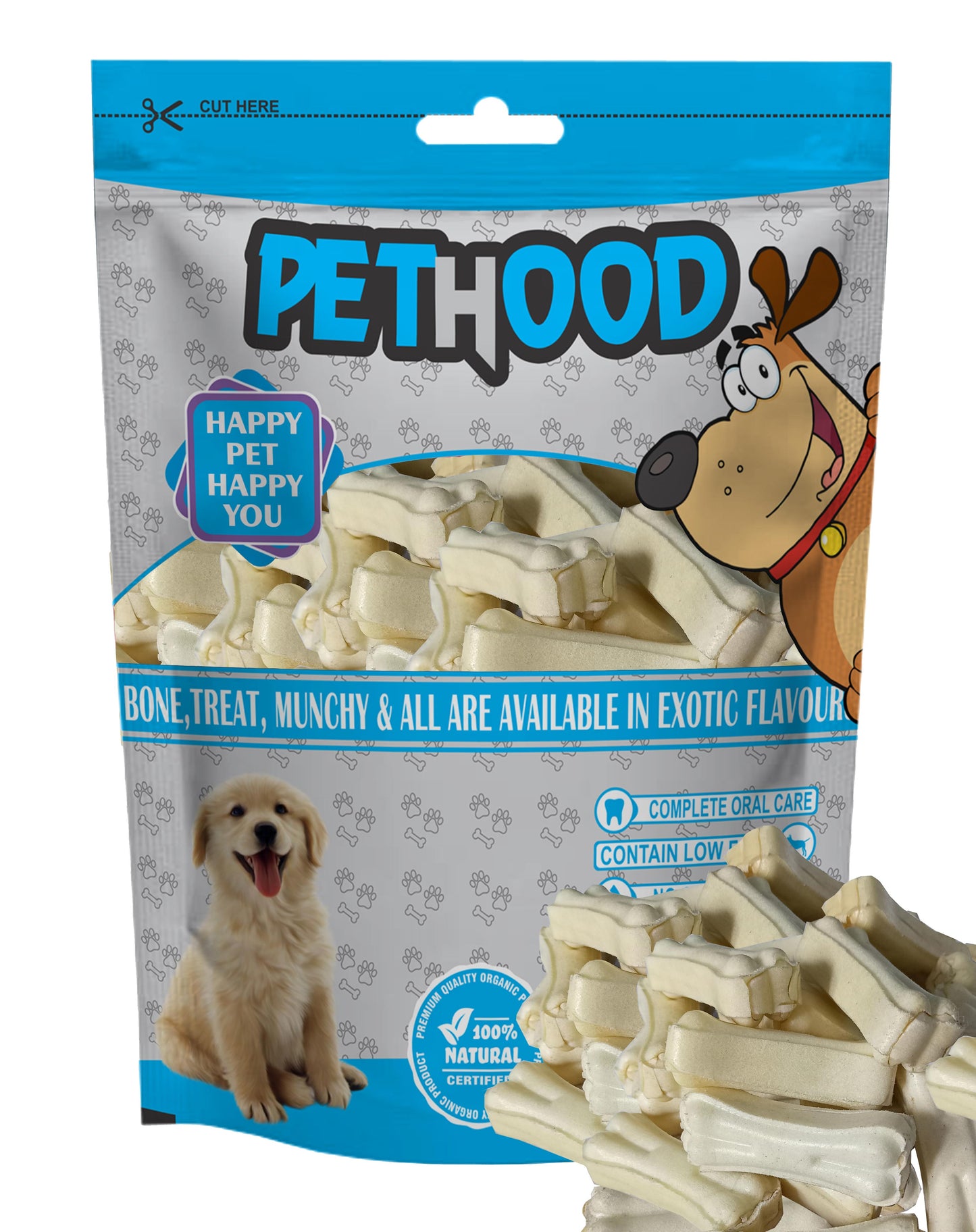 PETHOOD 3-Inch (450 gm) Rawhide Dog Chew Bones – Perfect for Small Dogs and Lasting Chewing Fun!