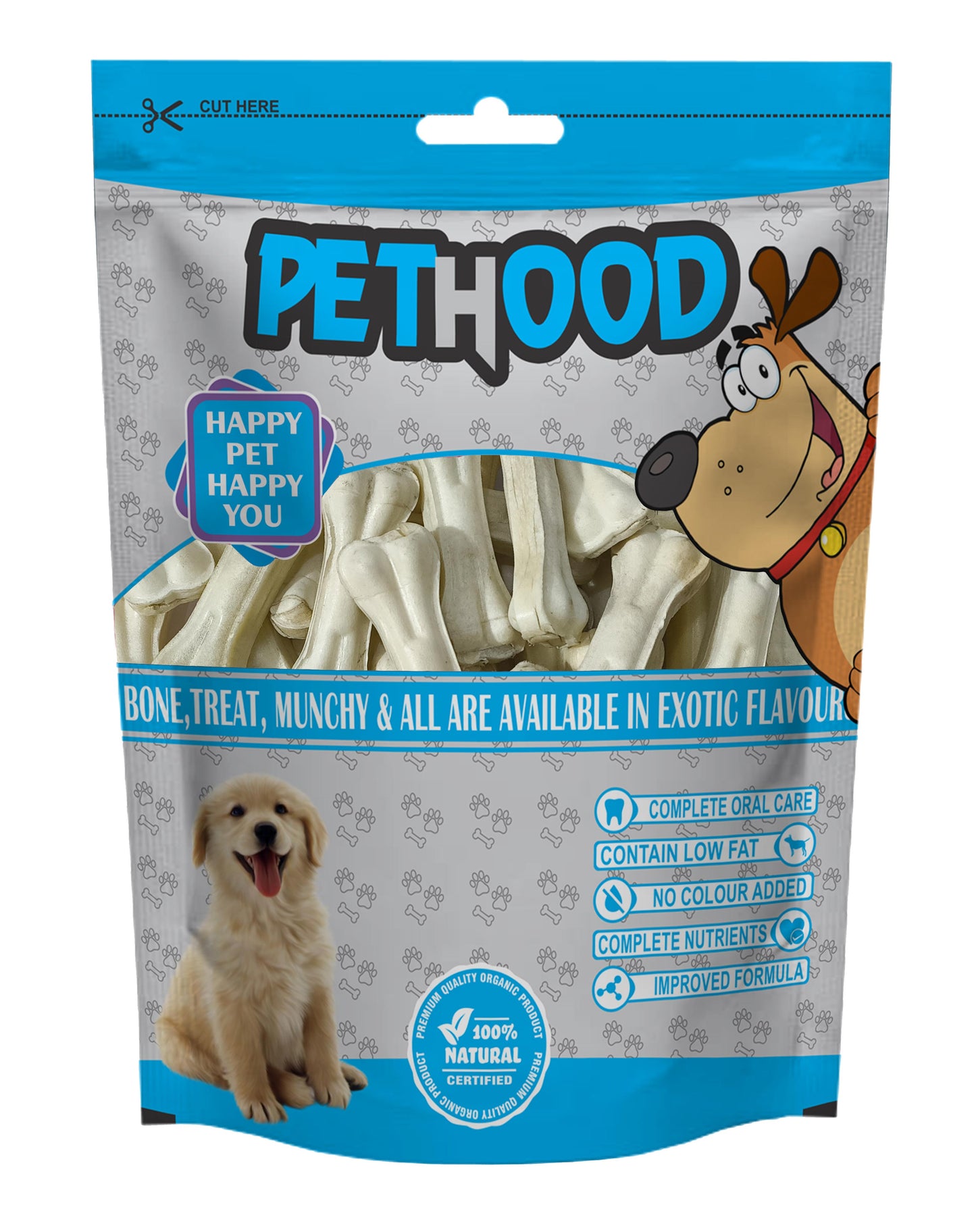 PETHOOD 4-Inch (450 gm) Rawhide Dog Chew Bones – Perfect for Small Dogs and Lasting Chewing Fun!