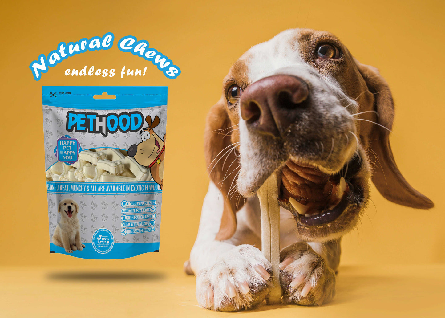 PETHOOD 3-Inch (450 gm) Rawhide Dog Chew Bones – Perfect for Small Dogs and Lasting Chewing Fun!
