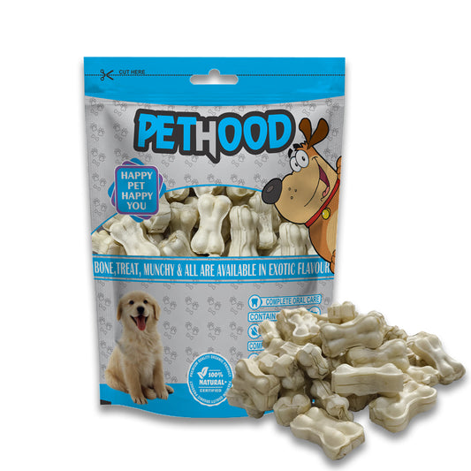 PETHOOD 2-Inch (450 gm) Rawhide Dog Chew Bones – Perfect for Small Dogs and Lasting Chewing Fun!